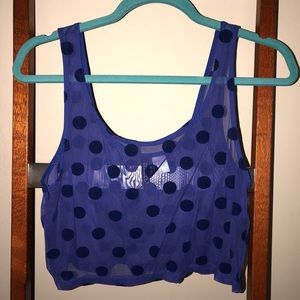 H&M sheer blue polka dot crop top